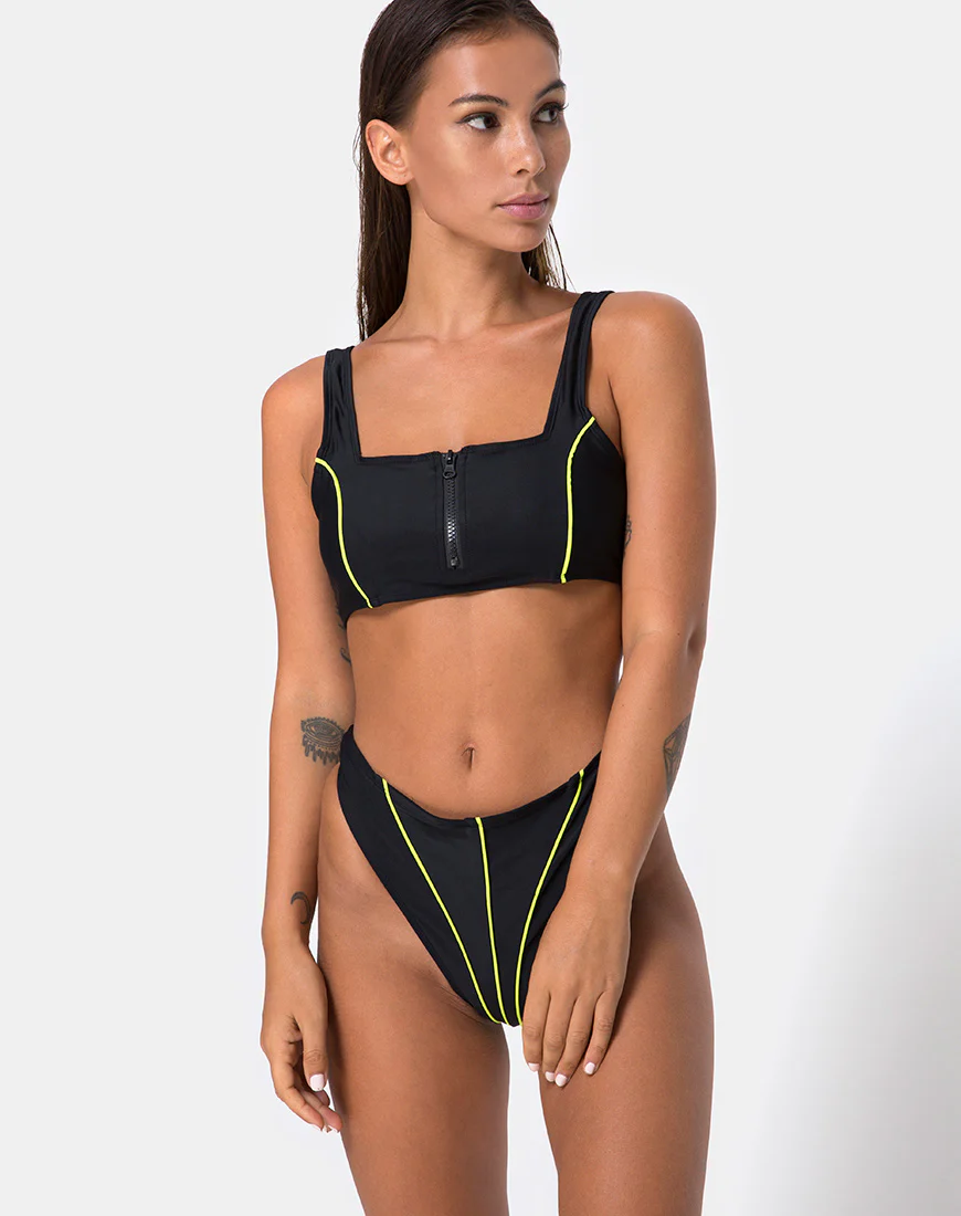 Shielle Bikini Bottom in Black with Contrast Piping - Image 5