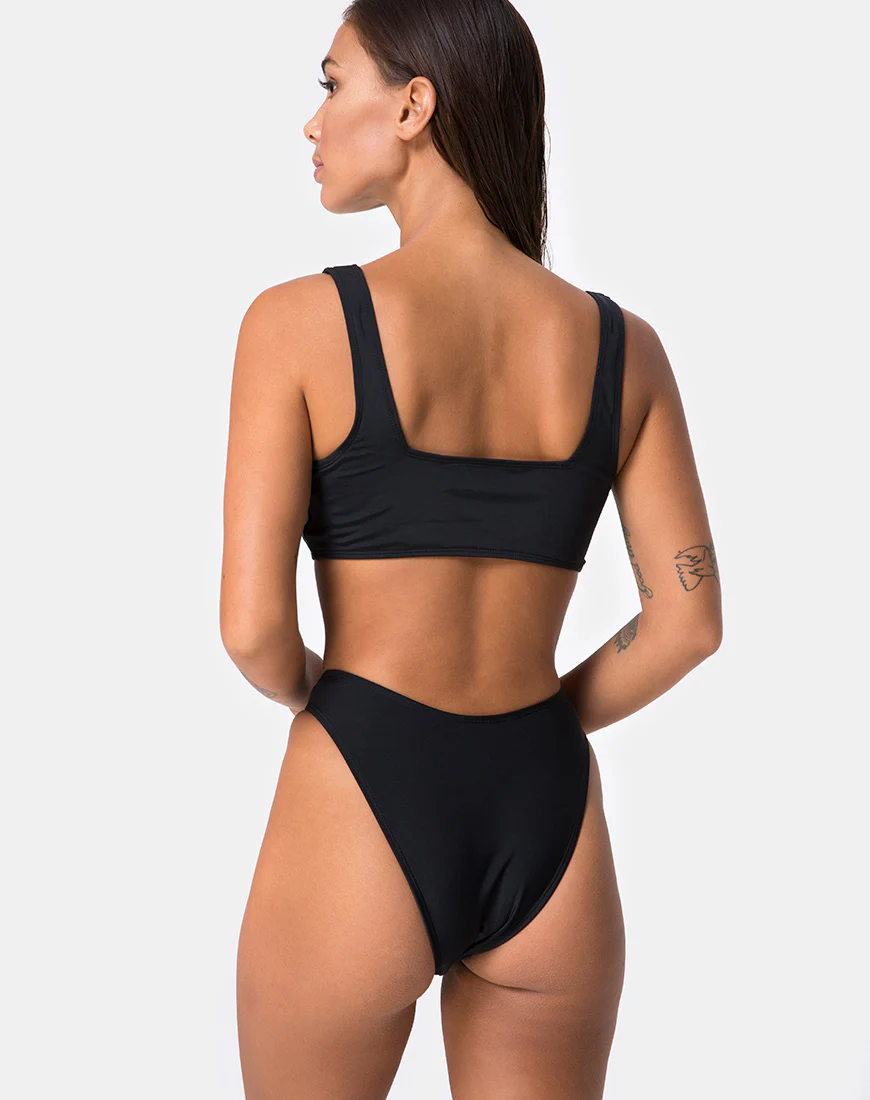 Shielle Bikini Bottom in Black with Contrast Piping - Image 6