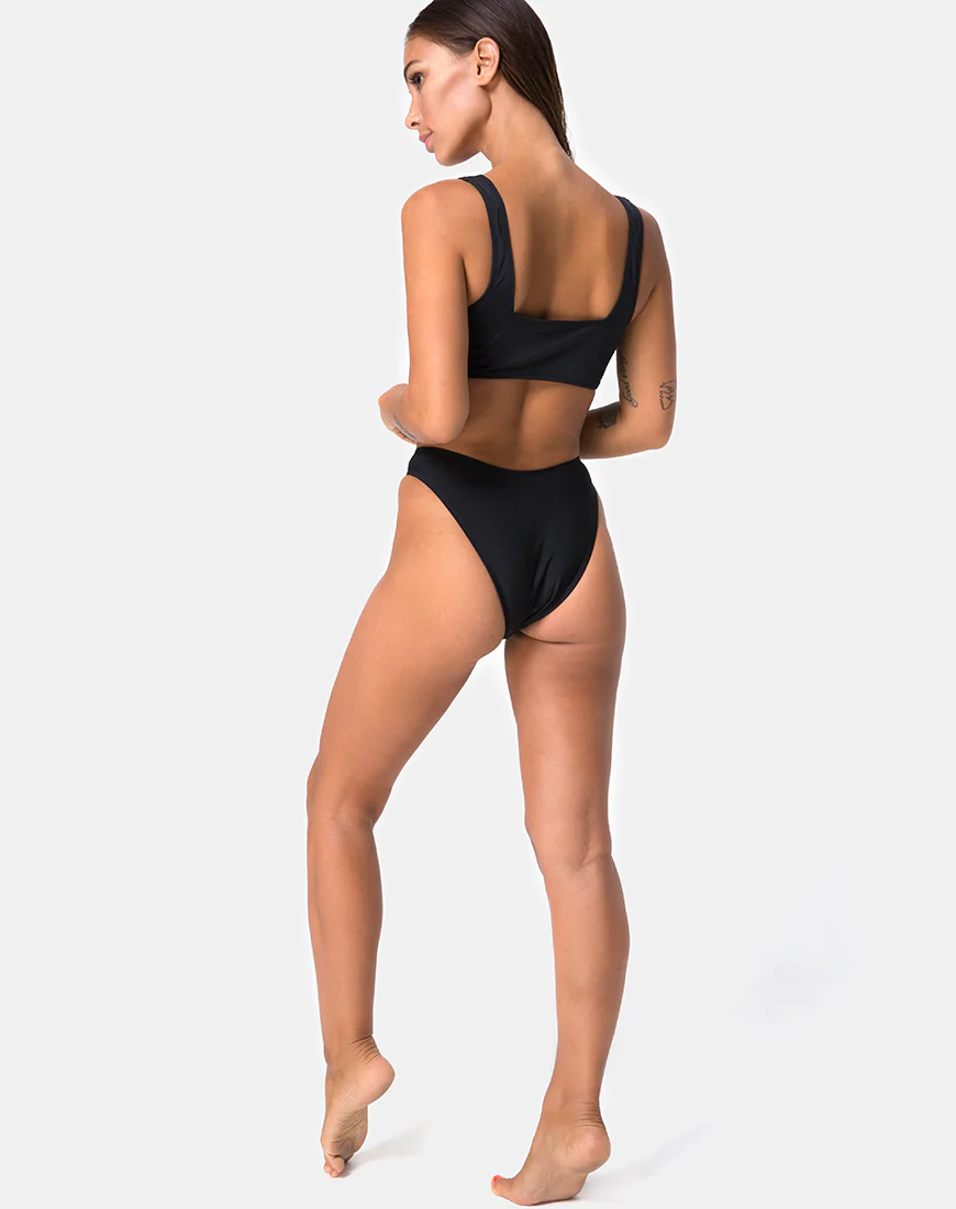 Shielle Bikini Top in Black with Contrast Piping - Image 6
