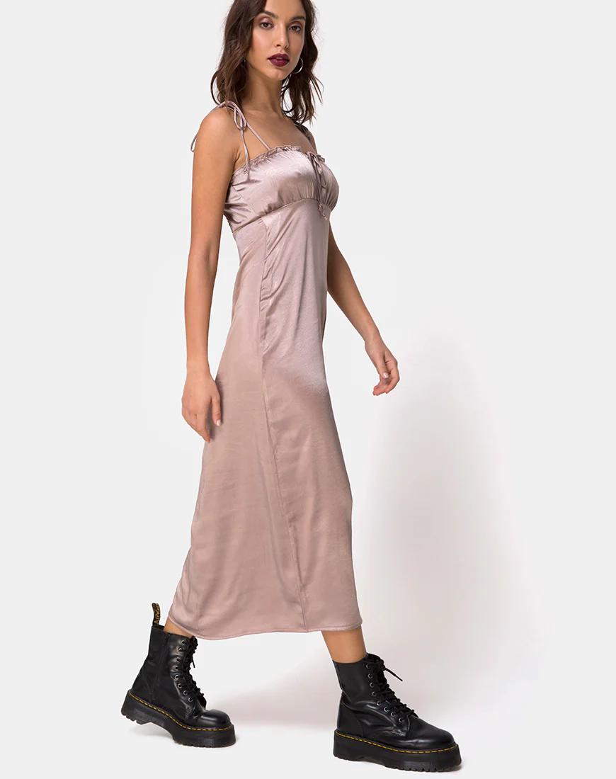 Shilia Dress in Satin Mink - Image 2
