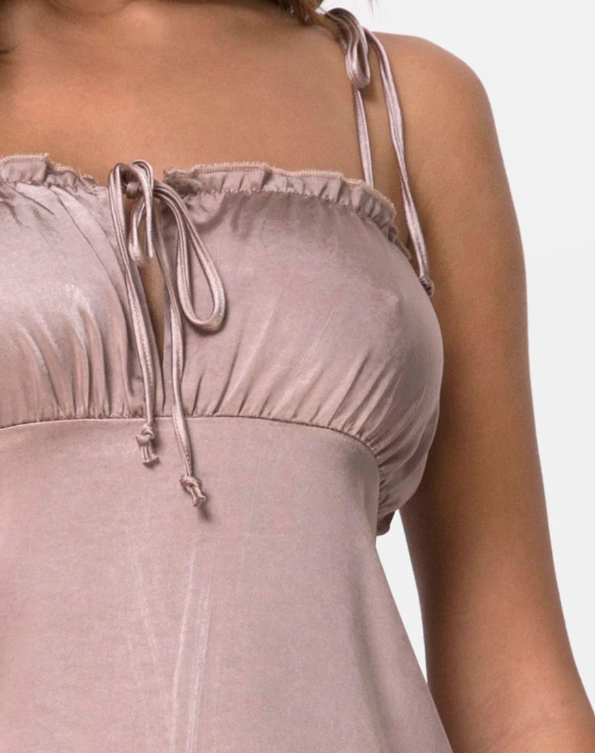 Shilia Dress in Satin Mink - Image 5