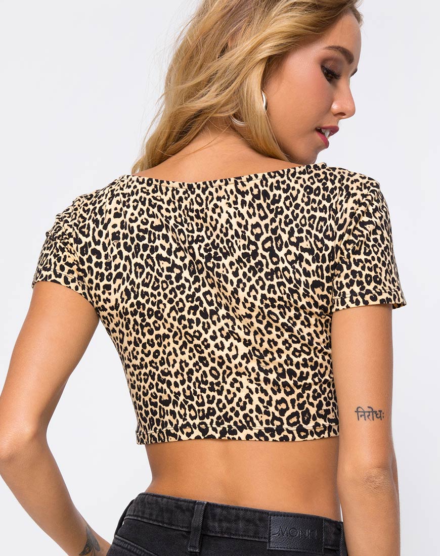 Shim Cutout Crop Top in Rar Leopard - Image 2