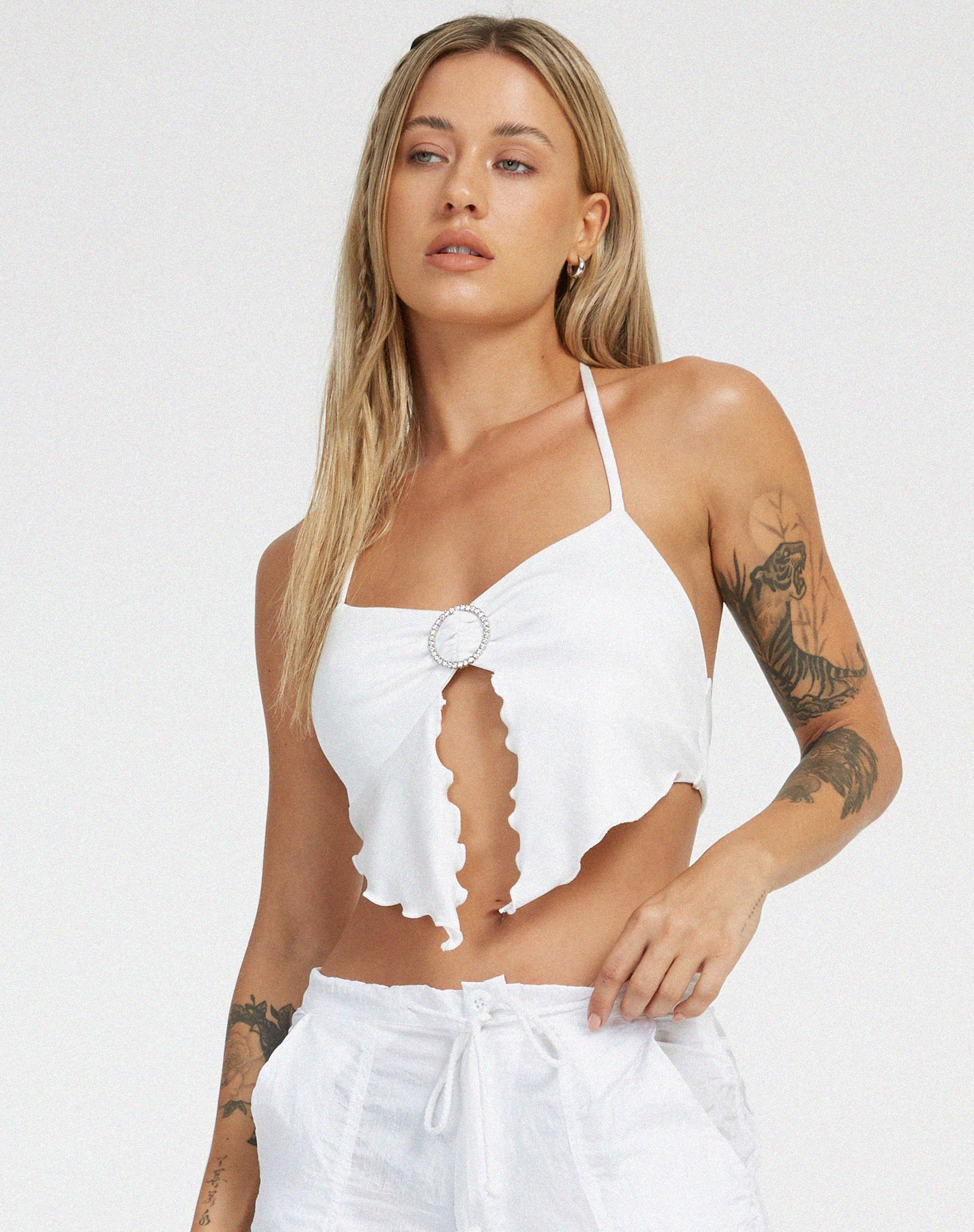 Shima Crop Top in White - Image 2