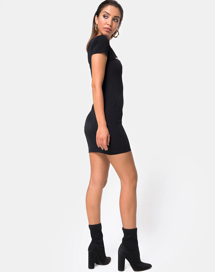 Shimmie Bodycon Dress in Black - Image 4