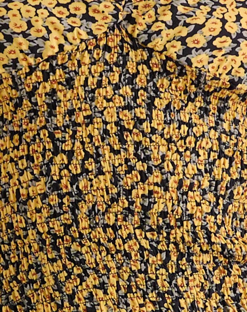 Shizu Cap Sleeve Top in Mini Bloom Yellow - Image 6