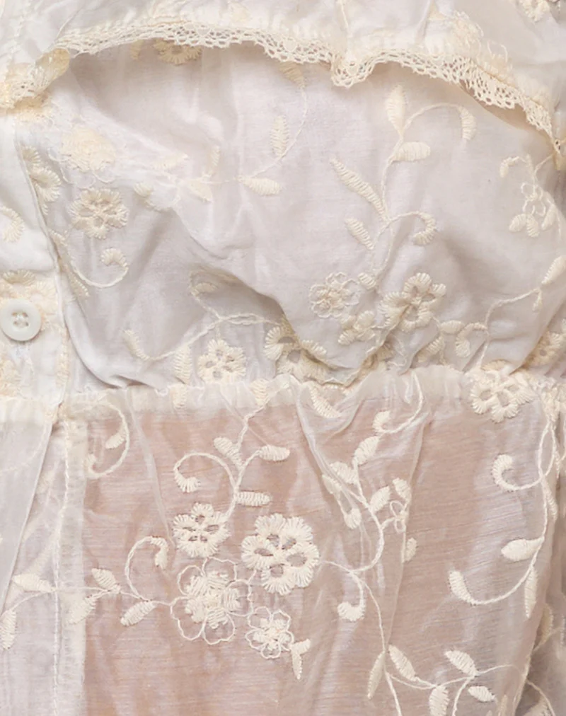 Shogo Bardot Top in Fresia Broderie Ivory - Image 5