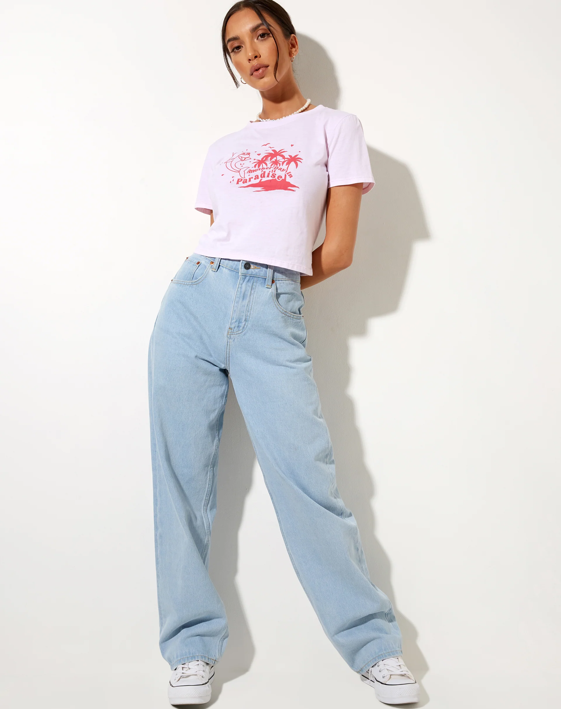Shrunk Tee in Baby Pink Paradise Dolphin - Image 4