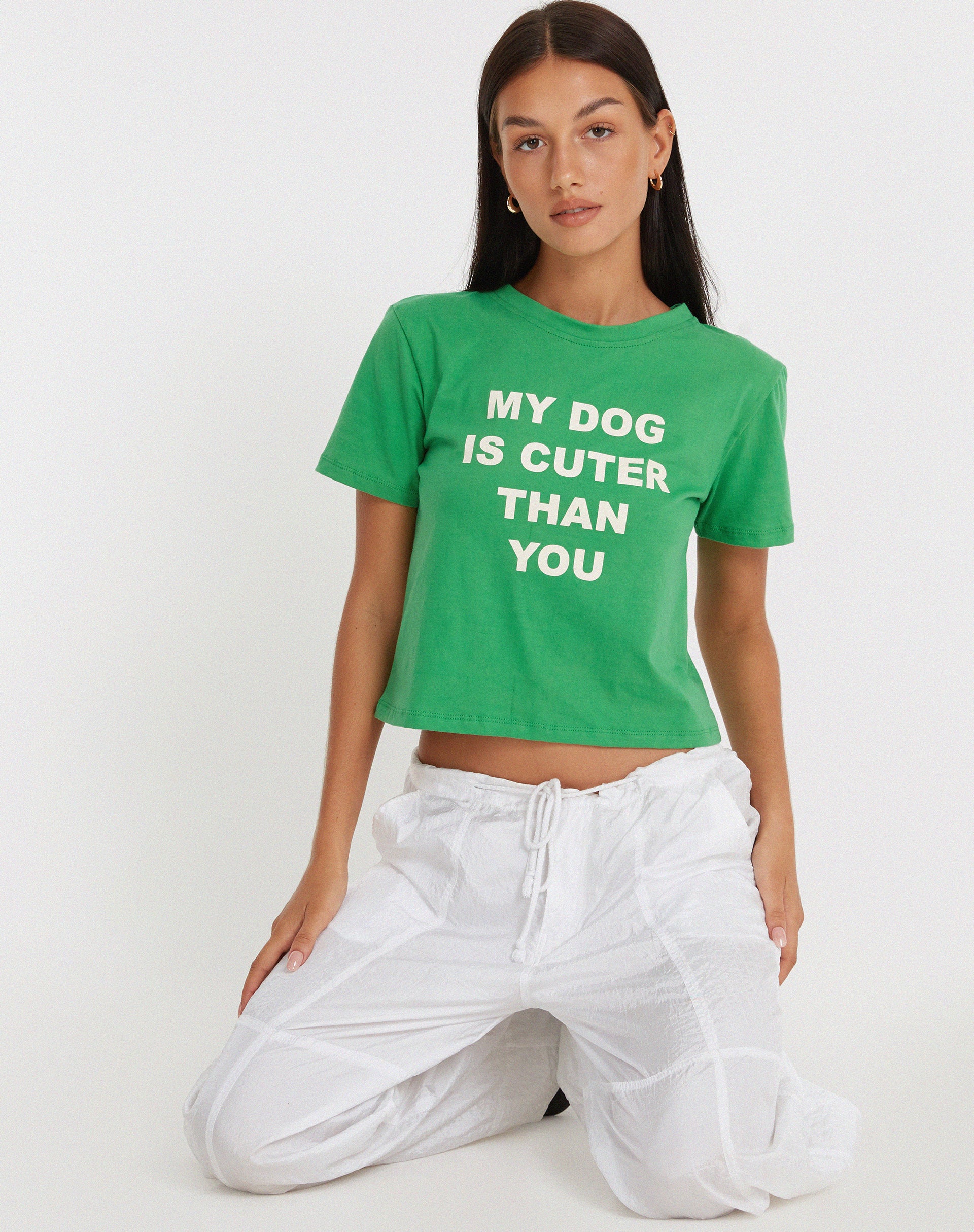 Shrunk Tee in Bush Green My Dog Is Cuter Than Yours - Image 4