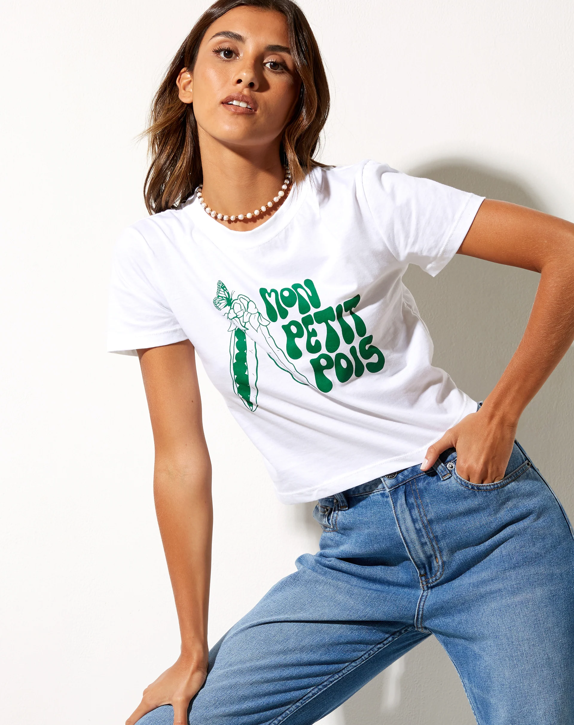 Shrunk Tee in White Mon Petit Pois - Image 6