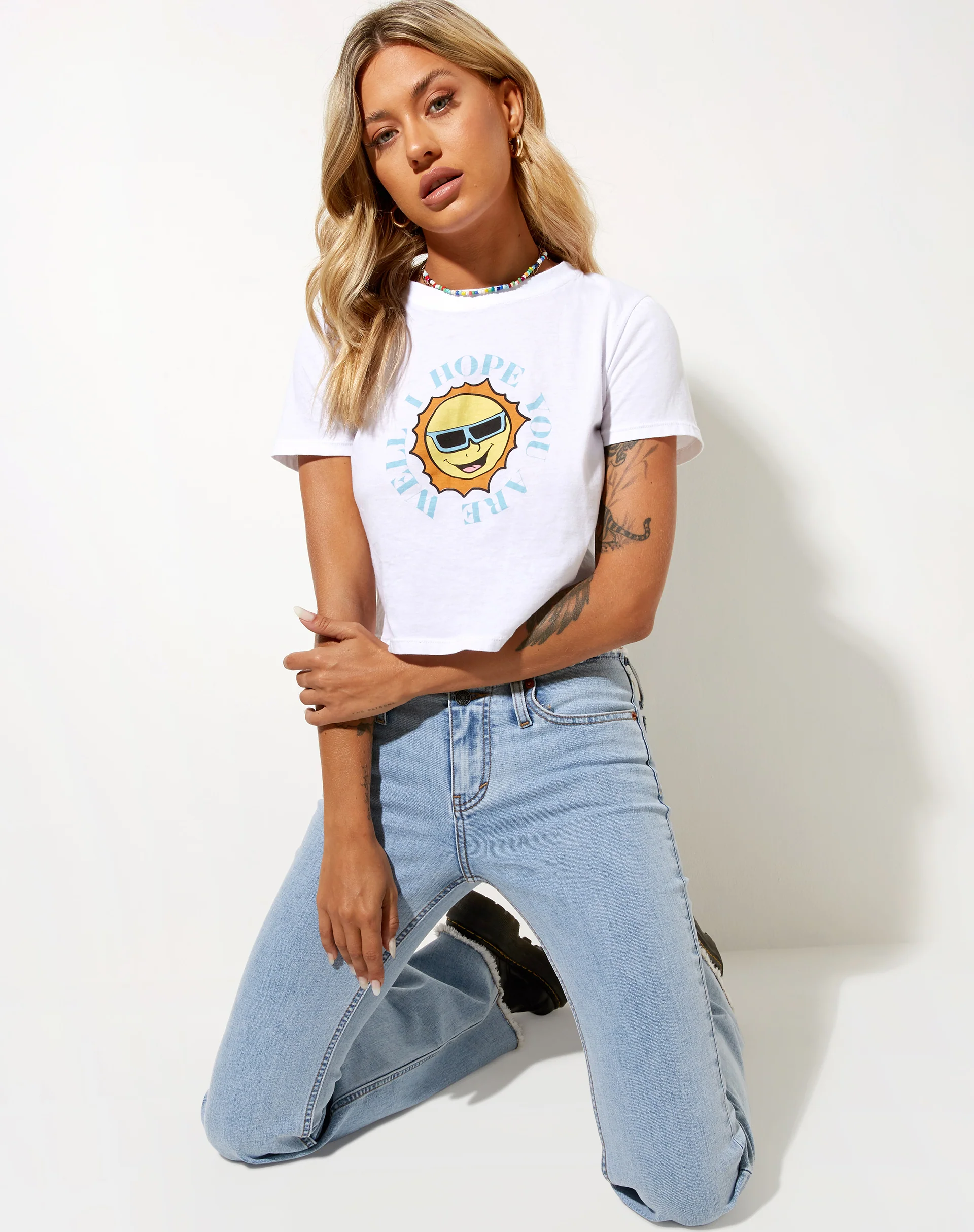 Shrunk Tee in White Retro Sun - Image 4