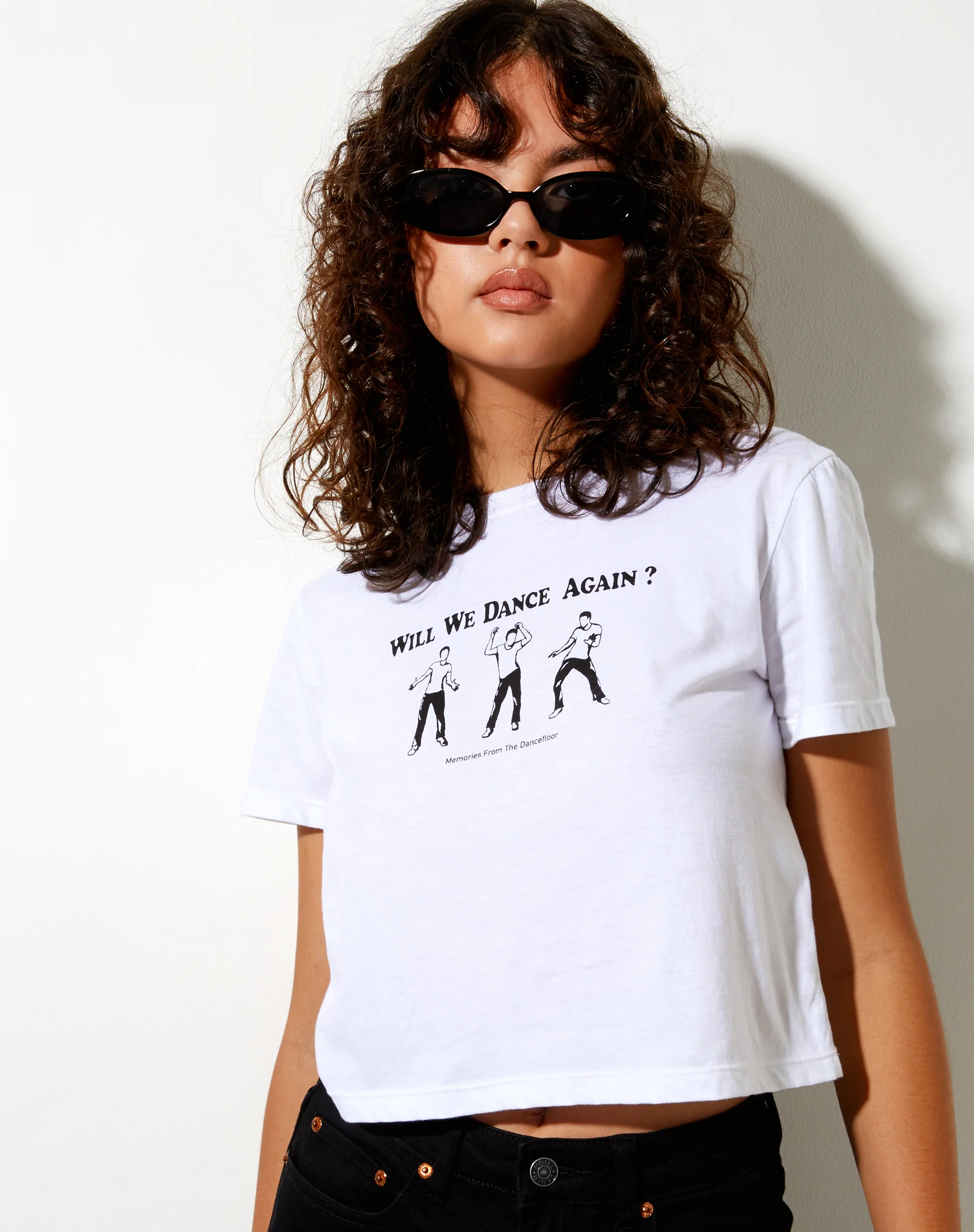 Shrunk Tee in White Will We Dance Again