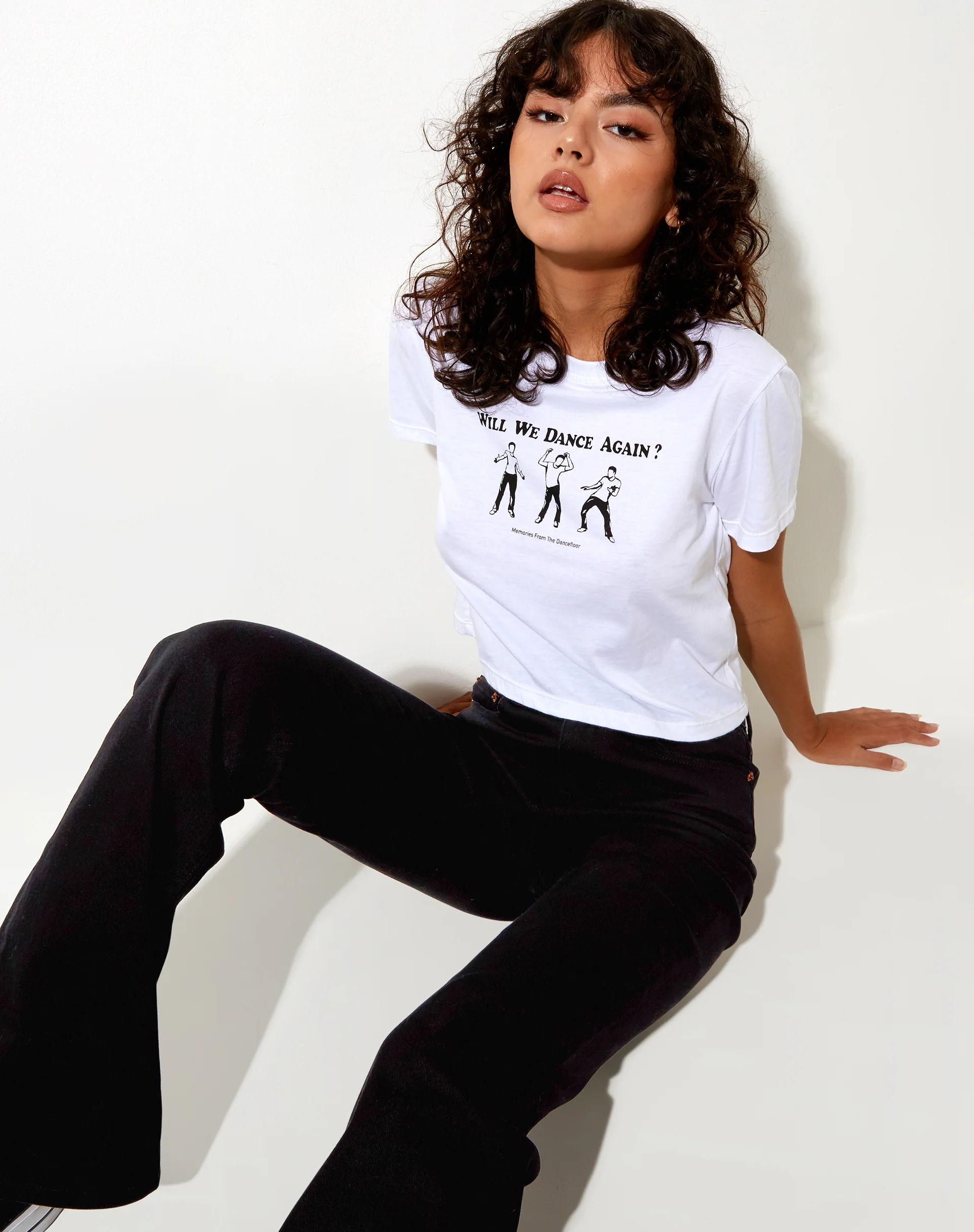 Shrunk Tee in White Will We Dance Again - Image 2