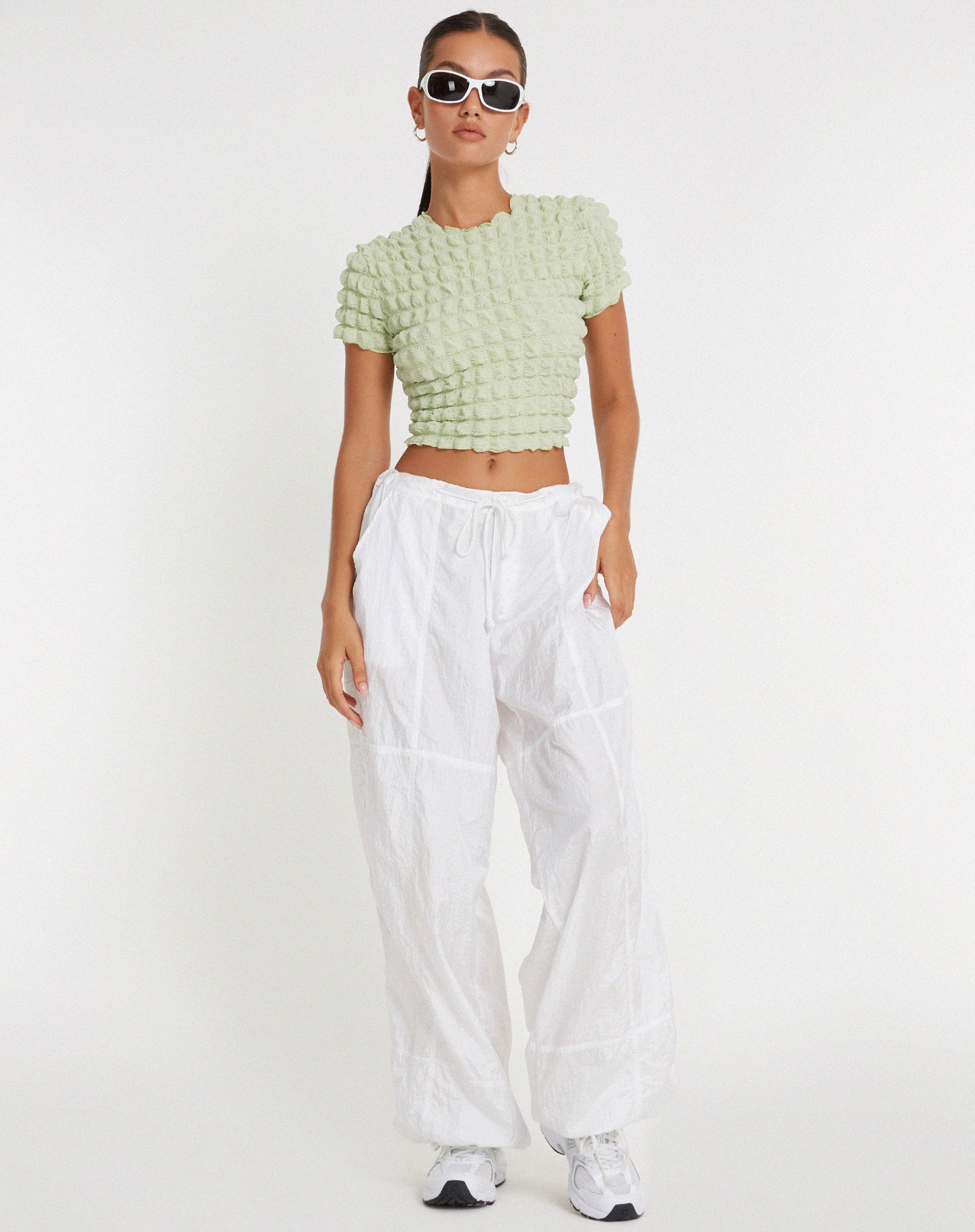Shrunken Top in Big Bubble Jersey Pastel Lime - Image 3