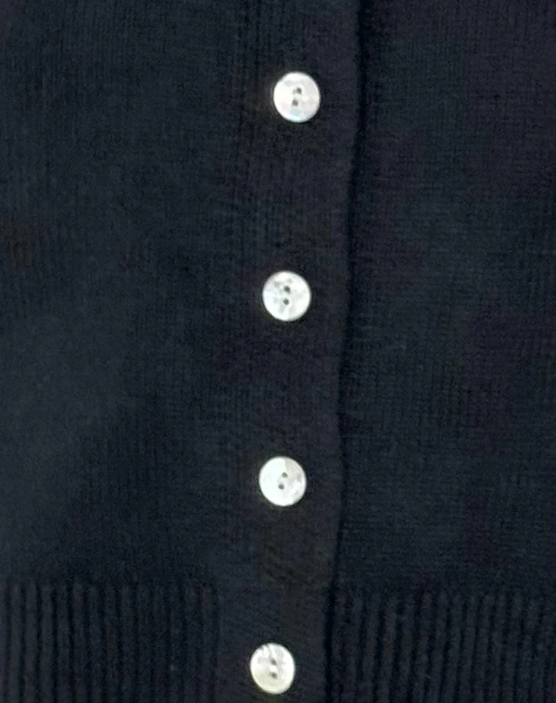 Shura Brush Knit Cardigan in Black - Image 6