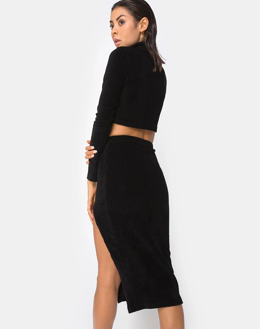Shureen Crop Top in Rib Black - Image 2