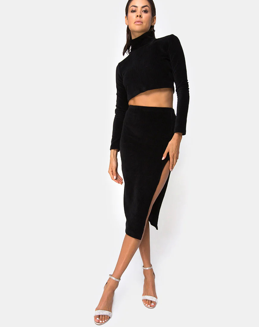 Shureen Crop Top in Rib Black - Image 3
