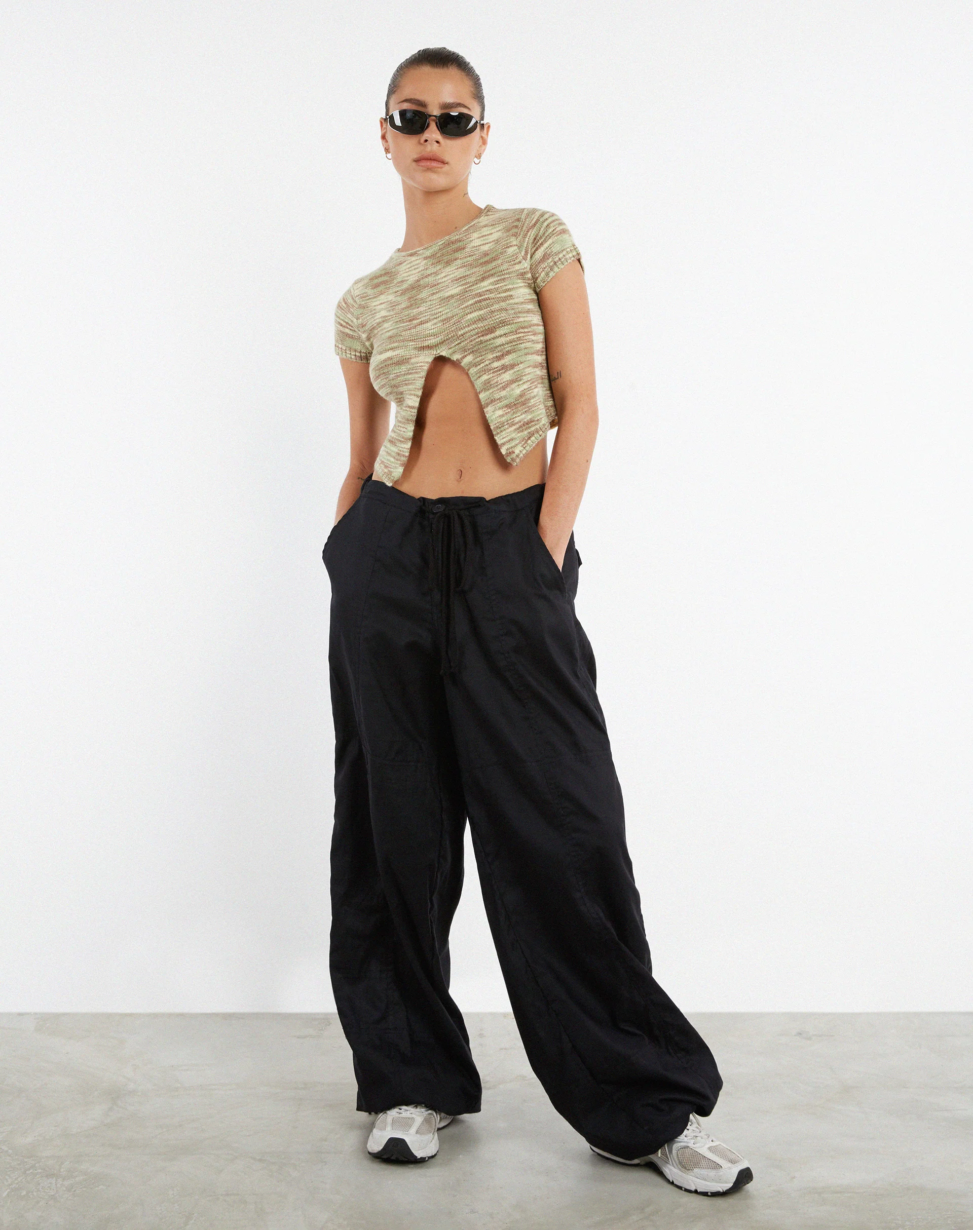 Sianda Crop Top in Mix Space Dye Khaki - Image 2