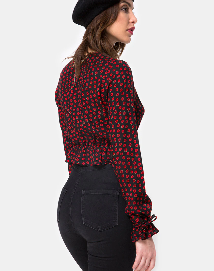Sibel Top in Dotty Rose Black - Image 2