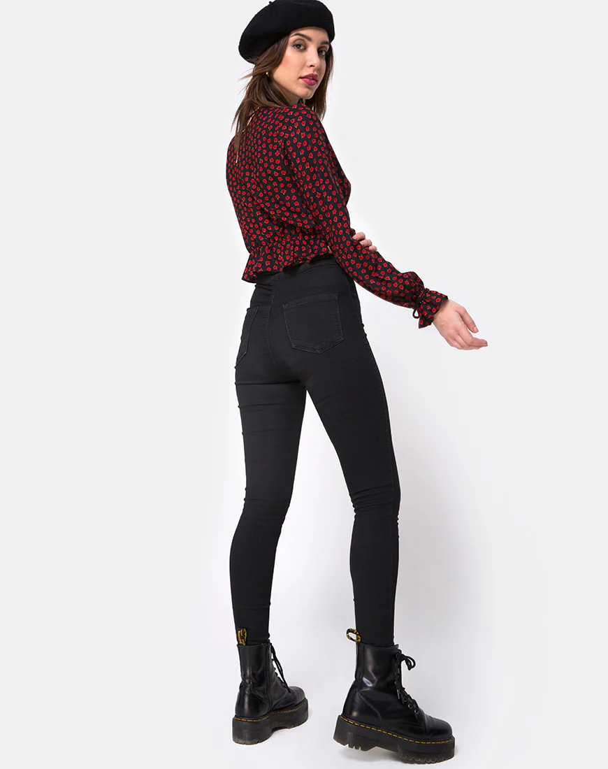 Sibel Top in Dotty Rose Black - Image 4