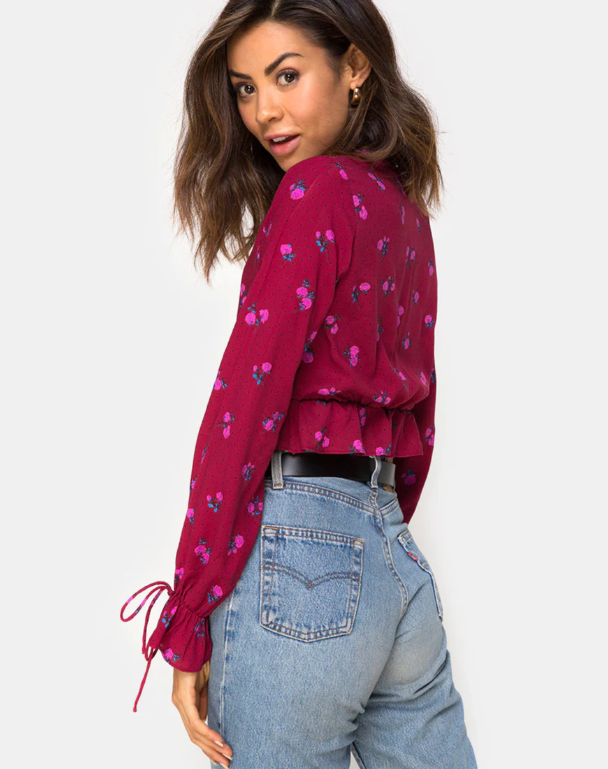 Sibel Top in Magenta Rose Pink - Image 2