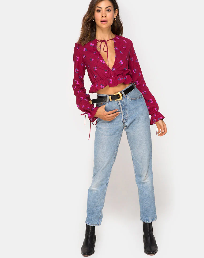 Sibel Top in Magenta Rose Pink - Image 4
