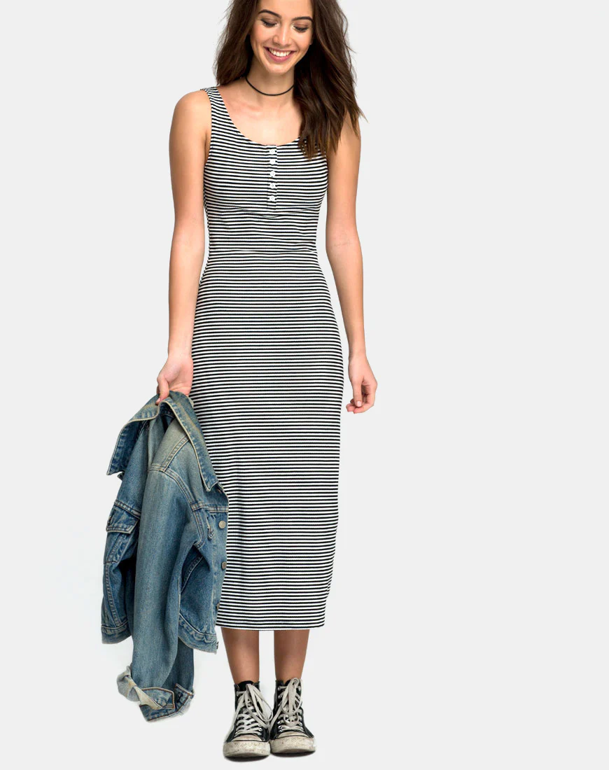 Sierra Dress in Humbug Rib Black White - Image 3