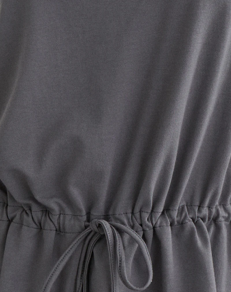Sika One Shoulder Top in Charcoal Grey with Tie Belt - Image 6