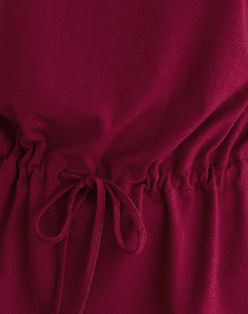 Sika One Shoulder Top in Burgundy with Tie Belt - Image 6