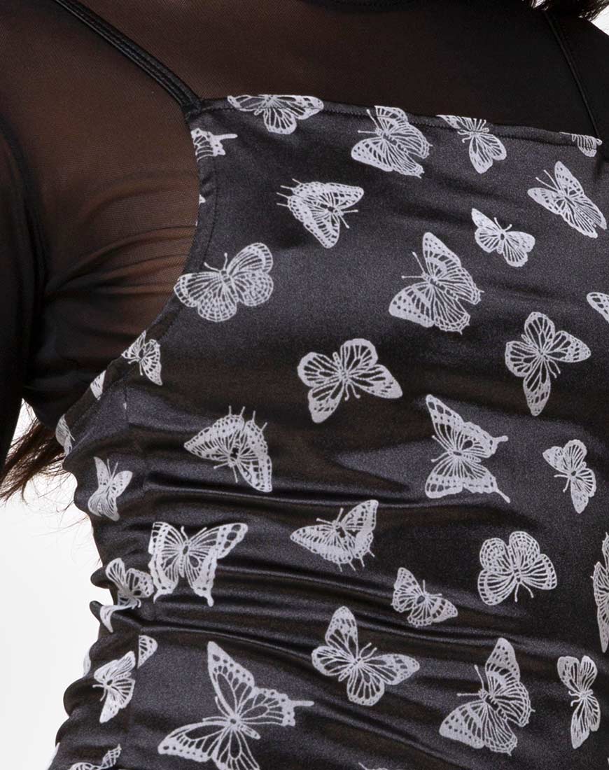 Sikhnet Mini Dress in Black Butterfly Flock - Image 5