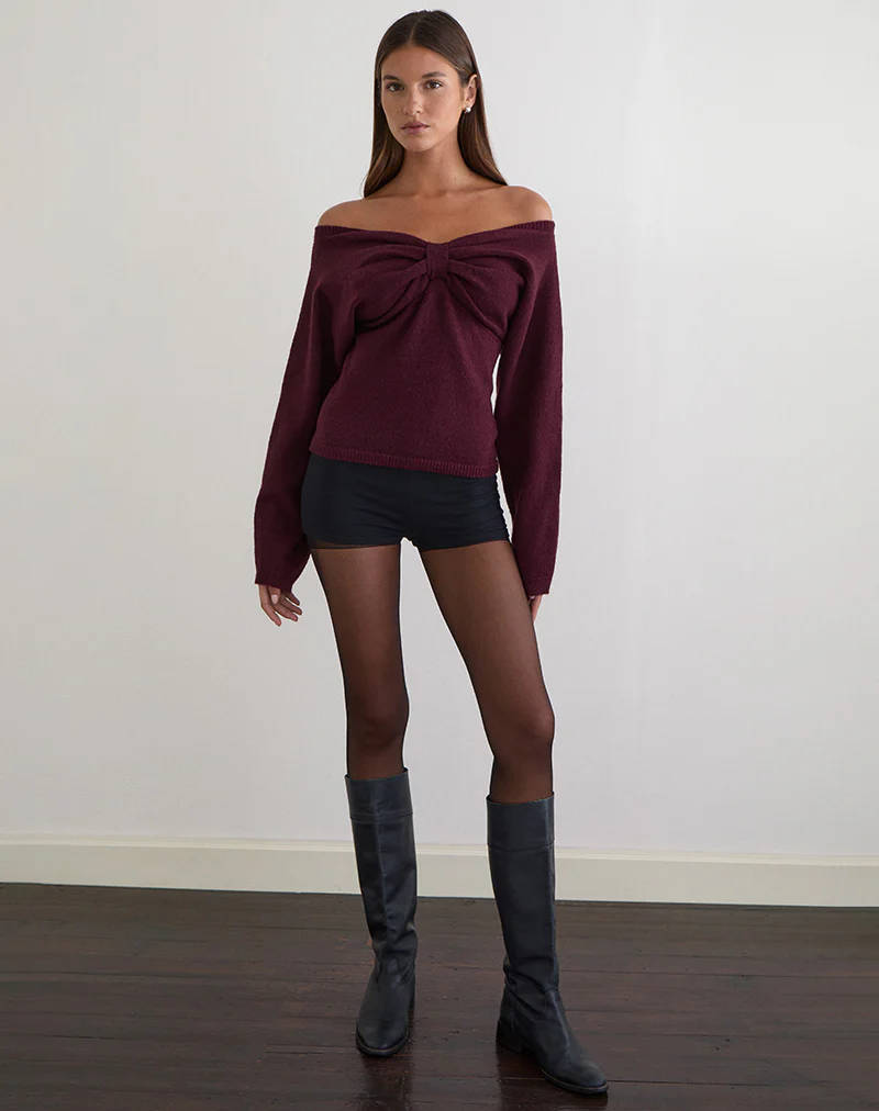 Sikuna Bow Jumper in Deep Purple - Image 3