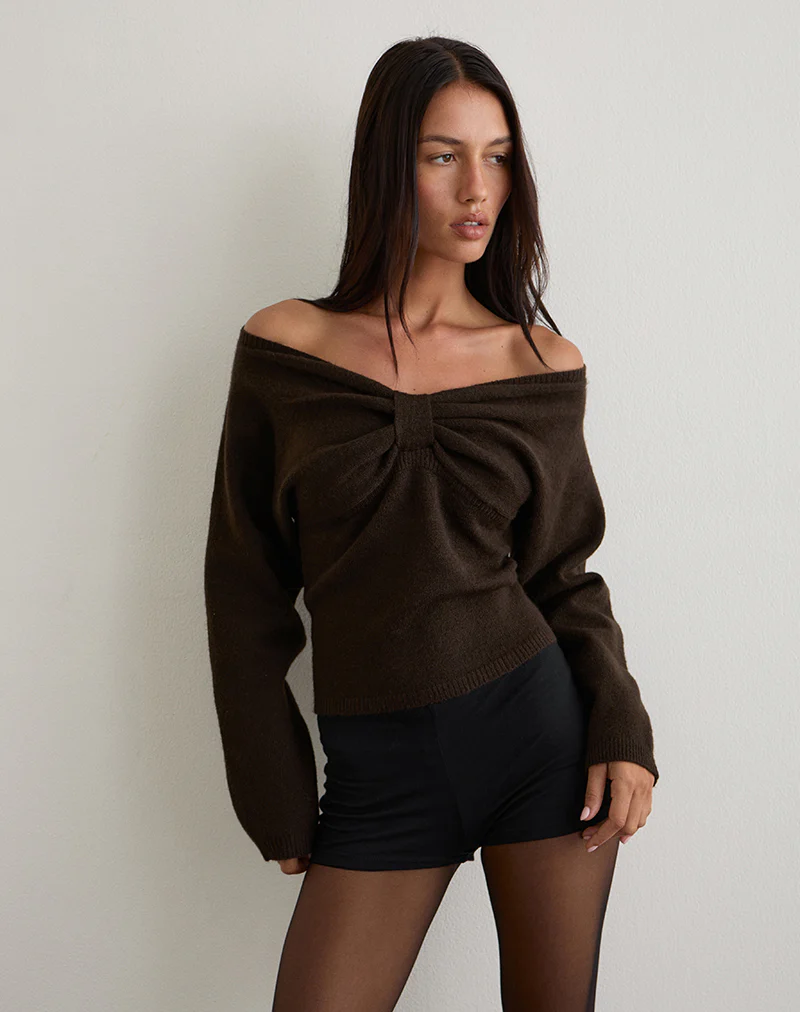 Sikuna Bow Jumper in Brown - Image 2