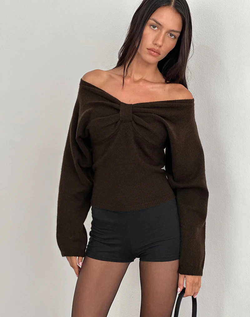 Sikuna Bow Jumper in Brown - Image 4