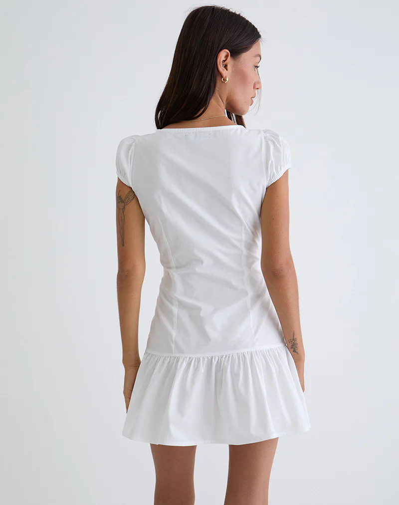 Silesa Ruched Mini Dress in White - Image 5