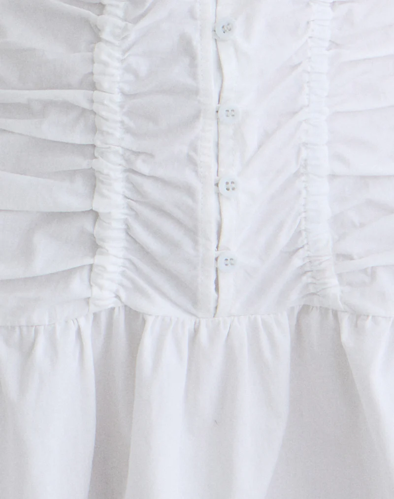 Silesa Ruched Mini Dress in White - Image 6