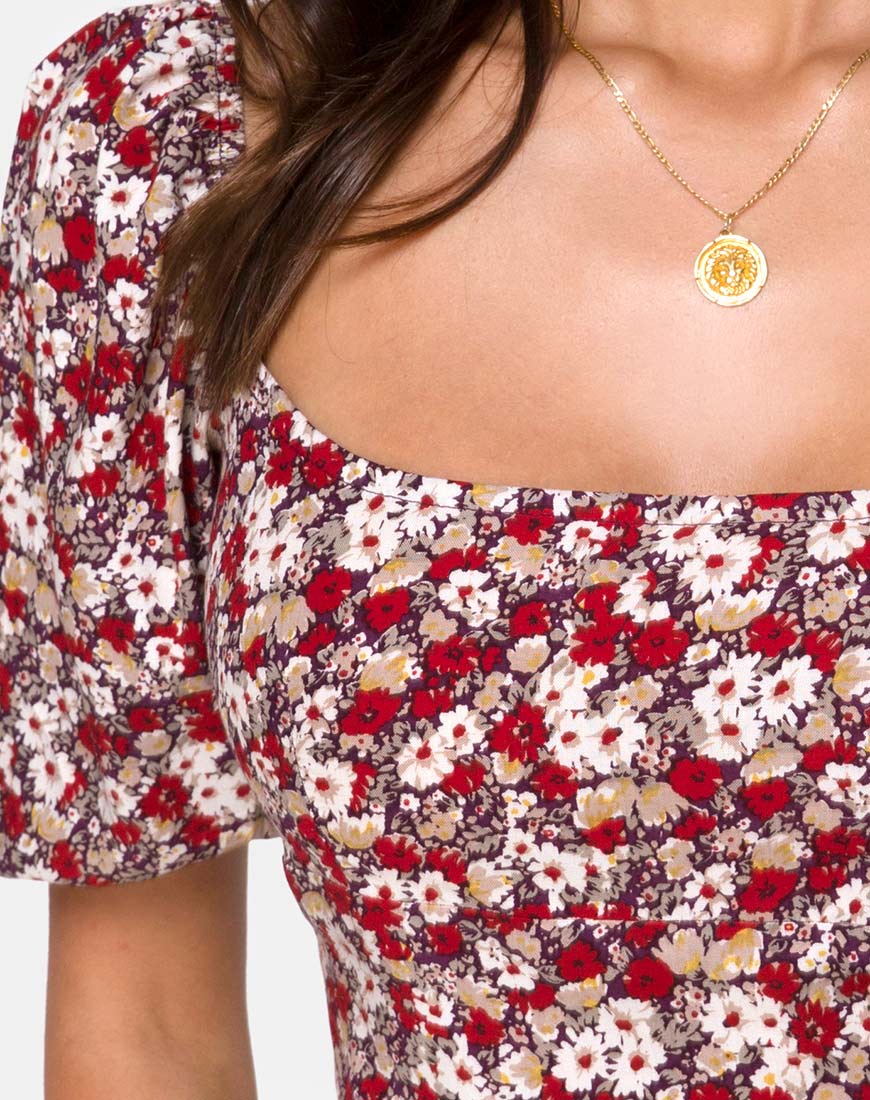 Silvia Top in Floral Charm Red - Image 5