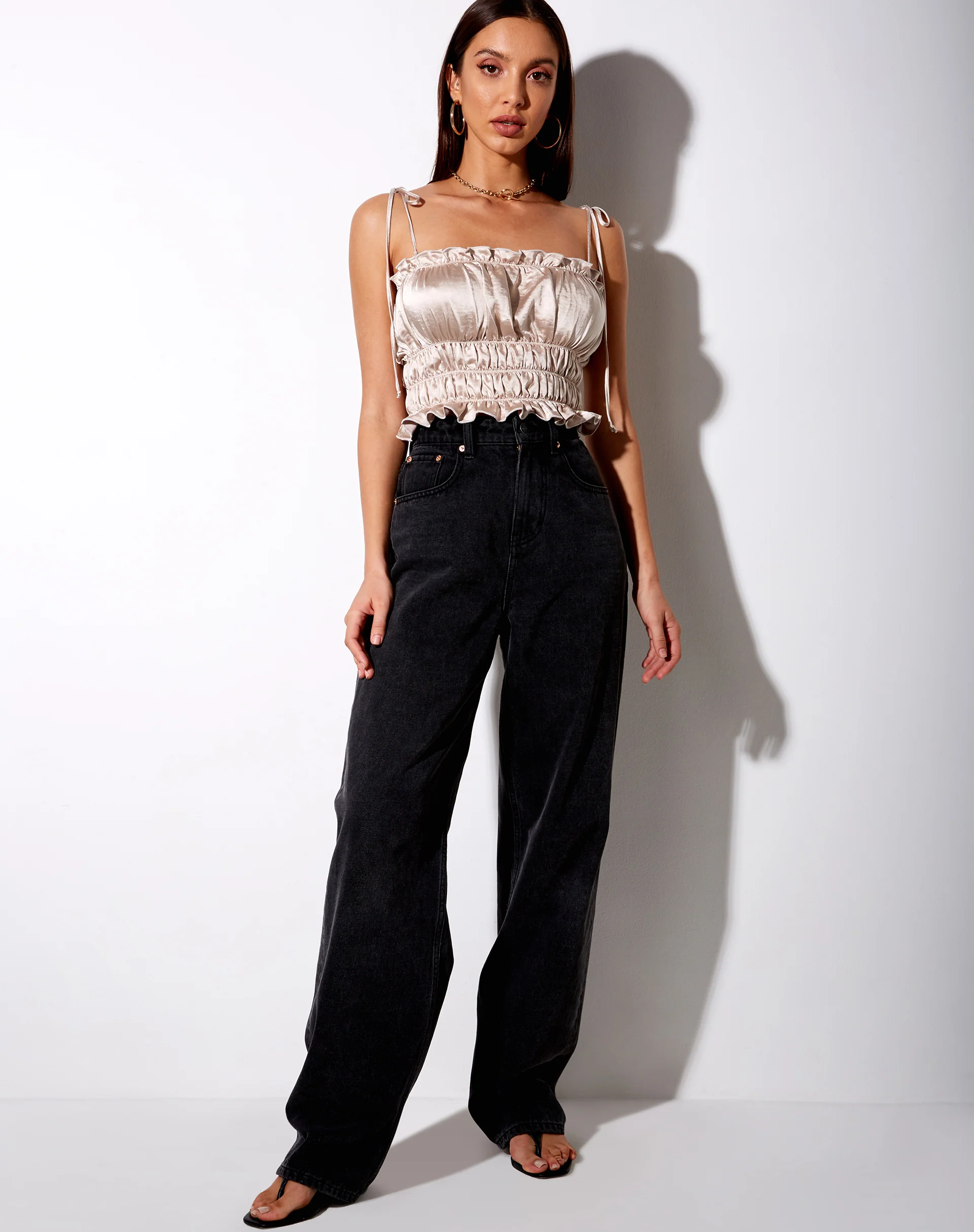 Silvia Cami Top in Satin Champagne - Image 3