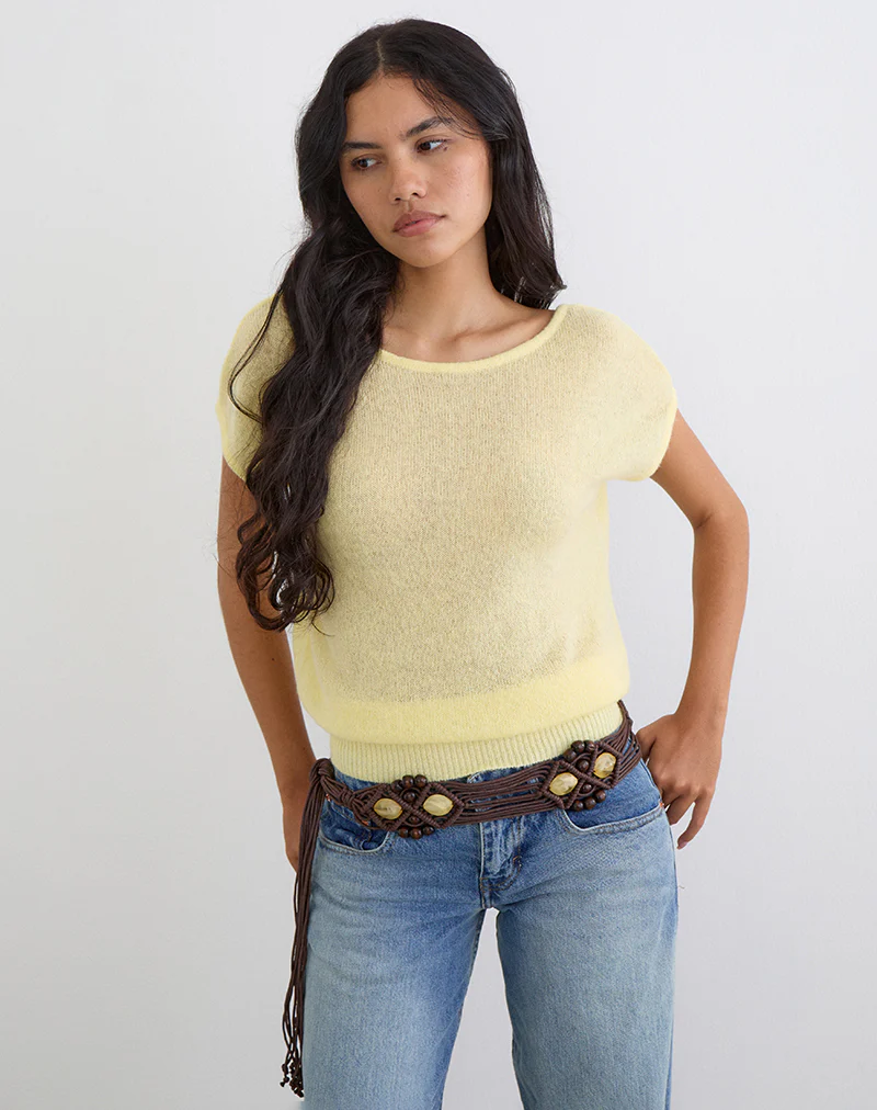 Sinda Scoopback Top in Knit Lemon - Image 4