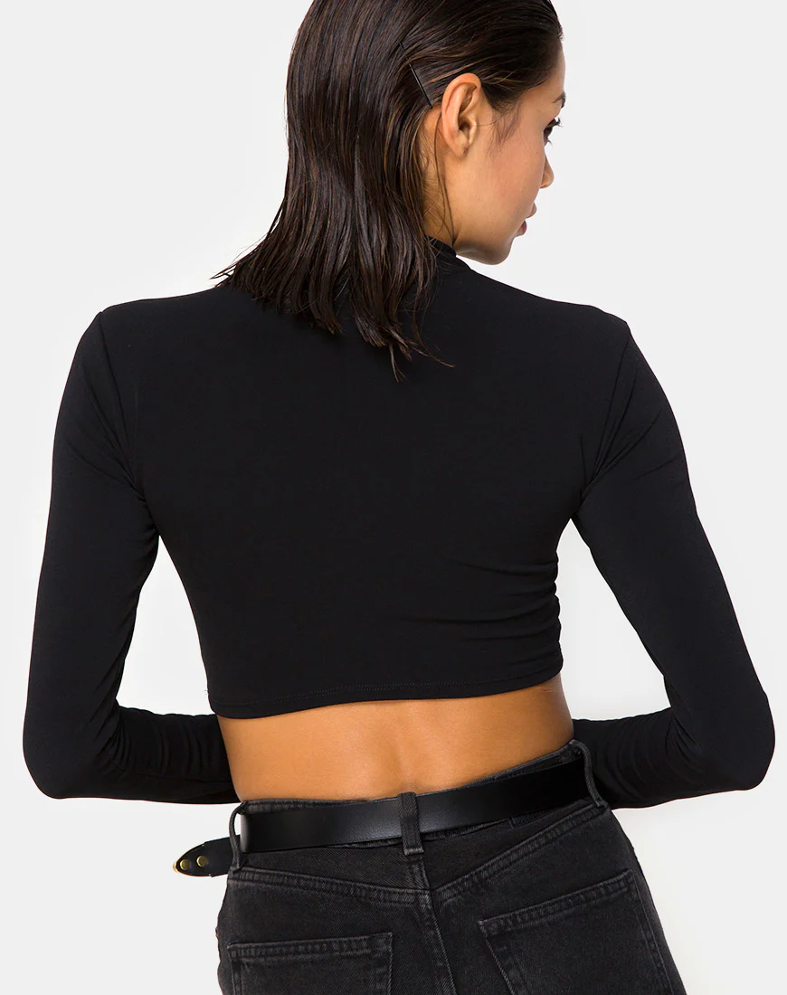 Sinex Crop Top in Black - Image 2