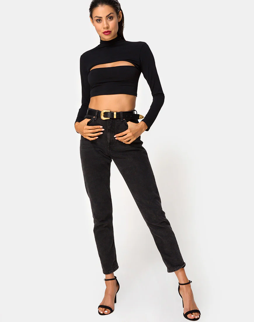 Sinex Crop Top in Black - Image 3