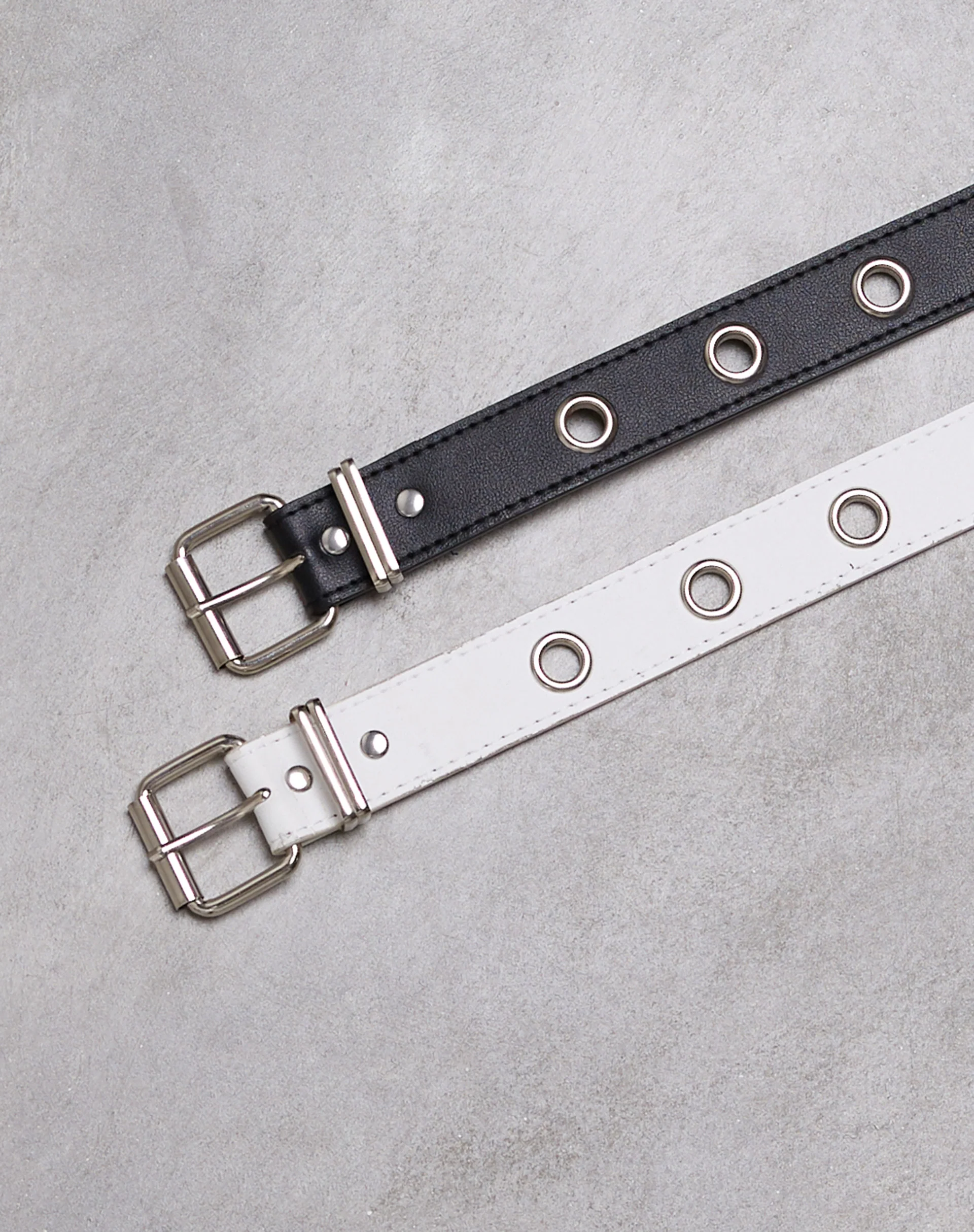 Single Eyelet Grommet Belt in PU Leather Black - Image 2