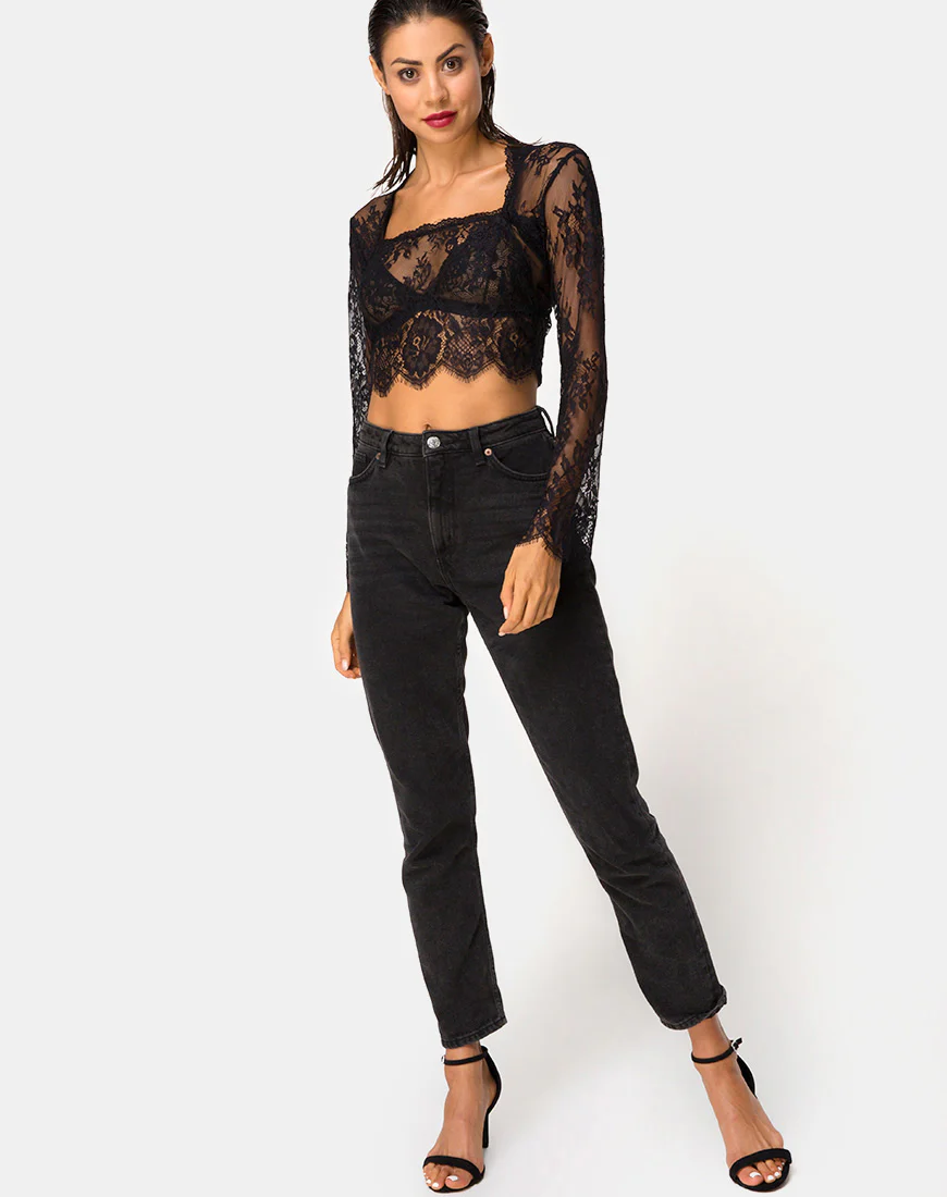 Sinhor Crop Top in Lace Black - Image 3