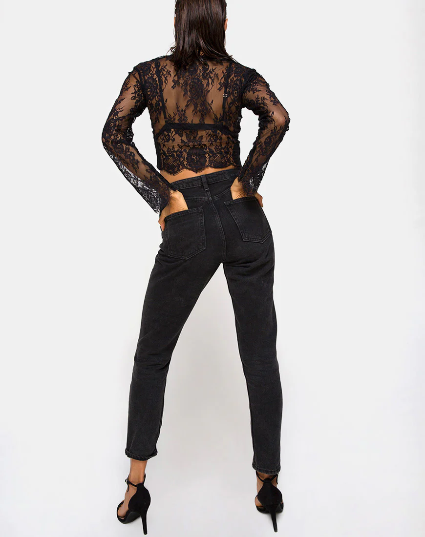 Sinhor Crop Top in Lace Black - Image 4