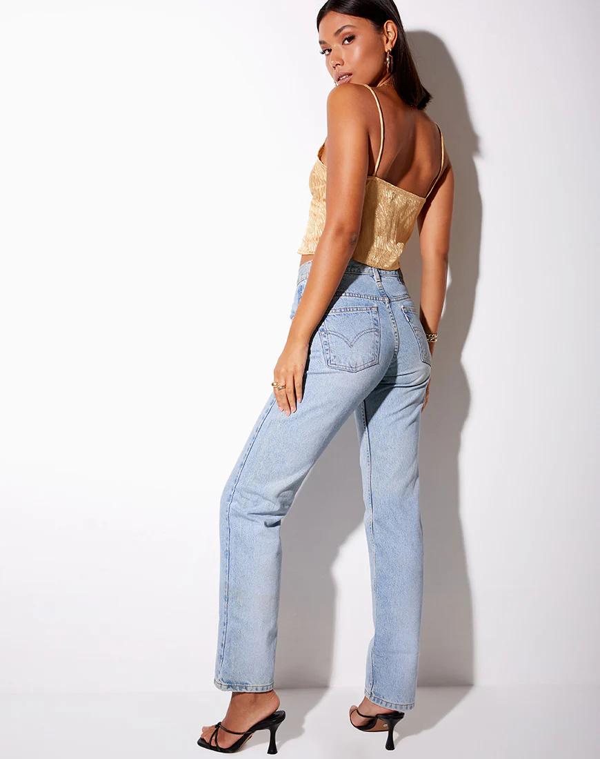 Sipa Crop Top in Satin Zebra Caramel - Image 4