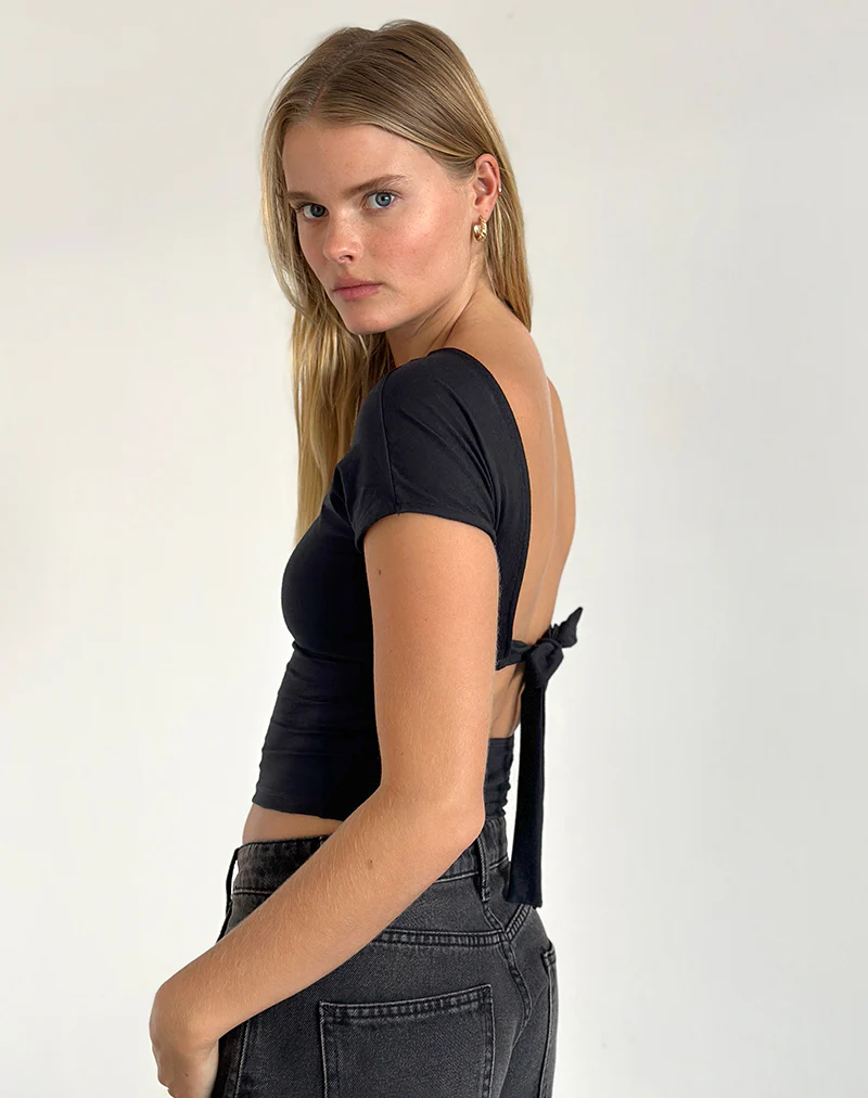 Sipang Tie Back Top in Black - Image 3