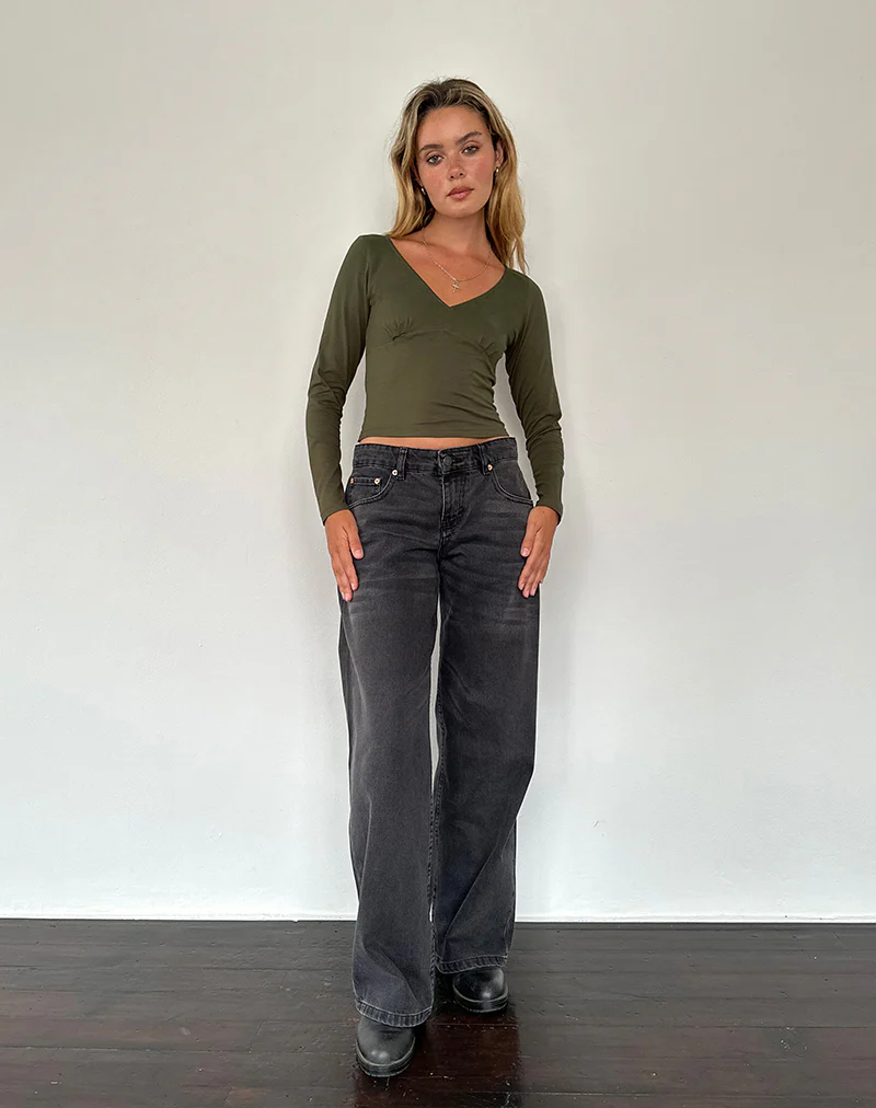 Sisil Long Sleeve Top in Olive - Image 4