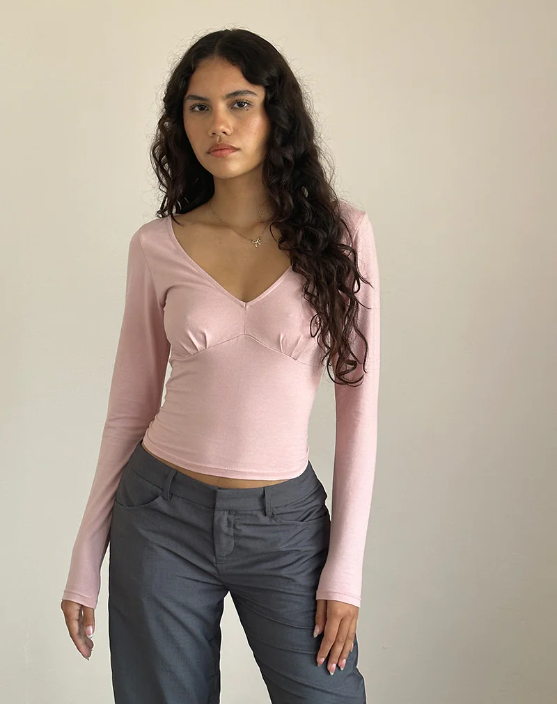Sisil Long Sleeve Top In Pink Lady - Image 2