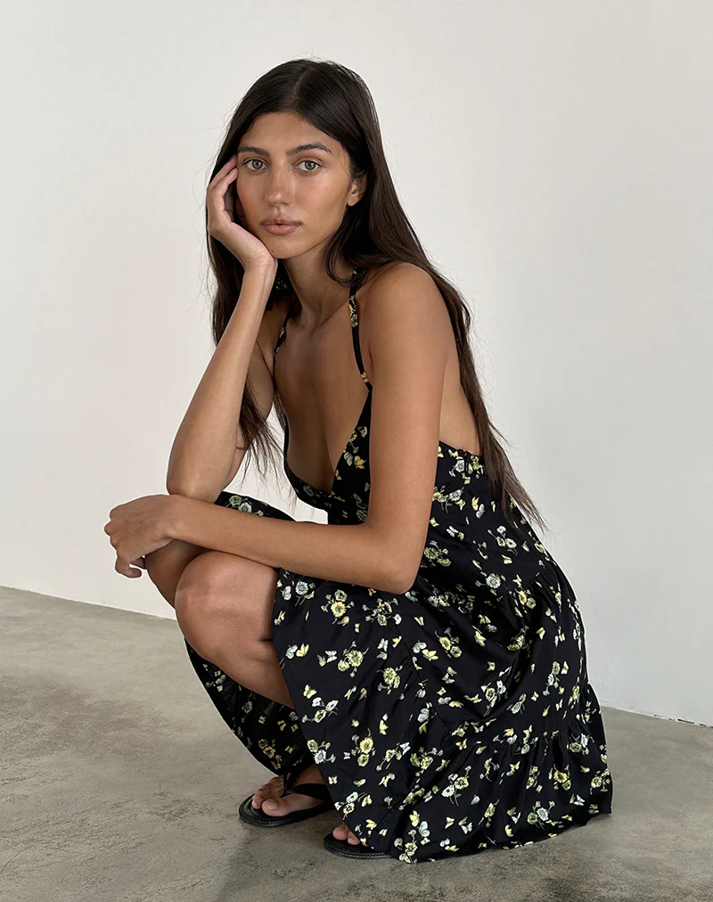 Siskana Mini Dress in Lemon and Lime Black - Image 2