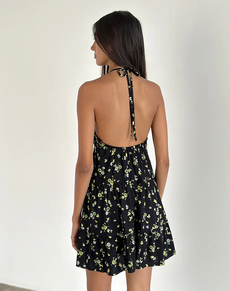 Siskana Mini Dress in Lemon and Lime Black - Image 3