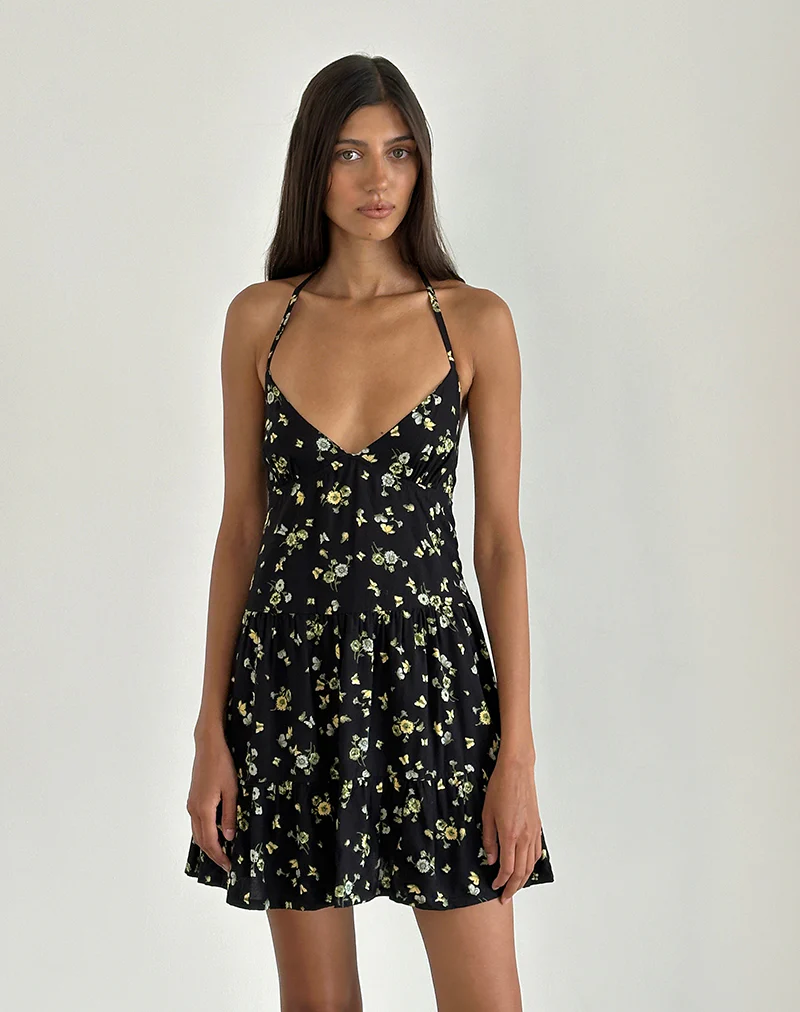 Siskana Mini Dress in Lemon and Lime Black - Image 5