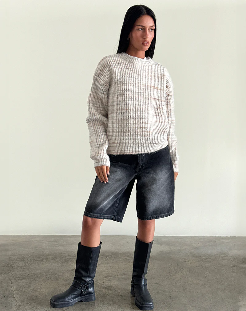 Low Rise Denim Skater Short in Extreme Black - Image 5